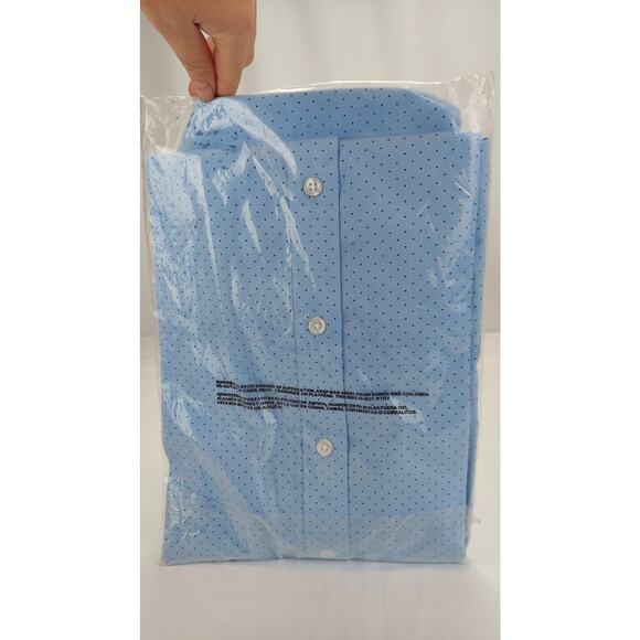 Club Room Men's Button Down Long Sleeve Shirt NEW Pale Ink Blue Dot Stretch XL - Picture 2 of 4